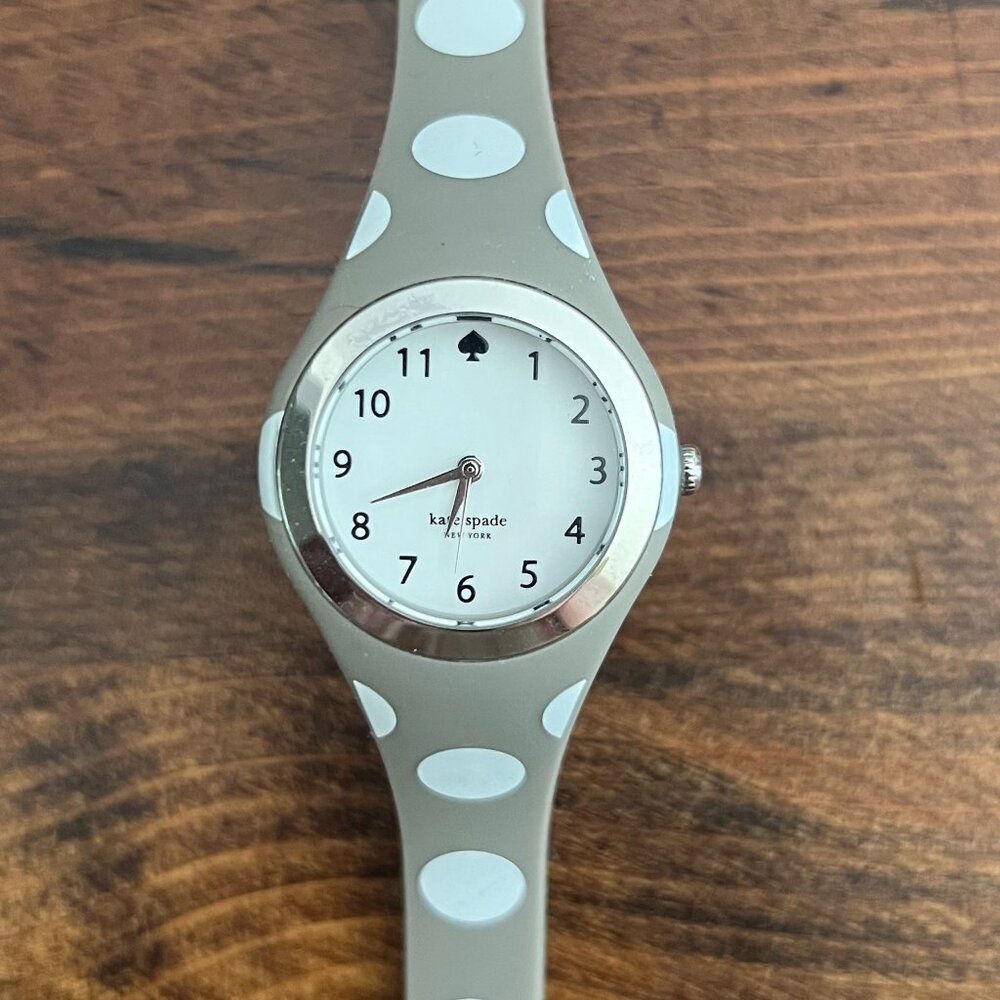 kate spade -  Rumsey Gray White Polka Dot Women's Wrist Watch Silicone Band